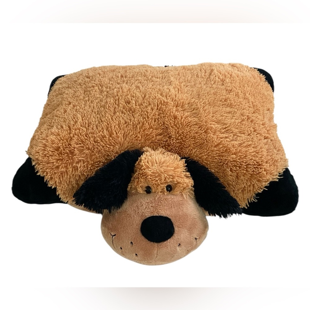 Puppy Dog‎ 19” Folding Pillow Plush Stuffed Animal Brown Black Paws - NO Brand
